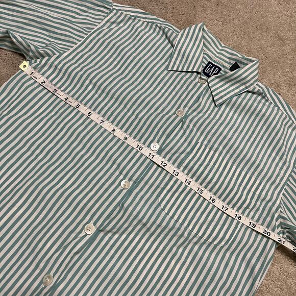 Gap Green/White Striped Preppy Button Up Small - Picture 6 of 7